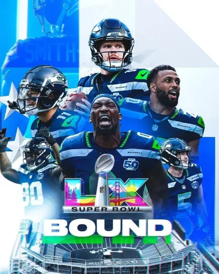 Discover Seattle Seahawks 2025 football NFC Champions Poster