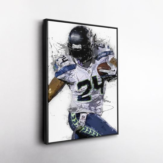 Discover Marshawn Lynch Seattle Seahawks Print football Football Wall Art UnFramed Poster Man Cave Decor Sports Gift for Seahawks Fans