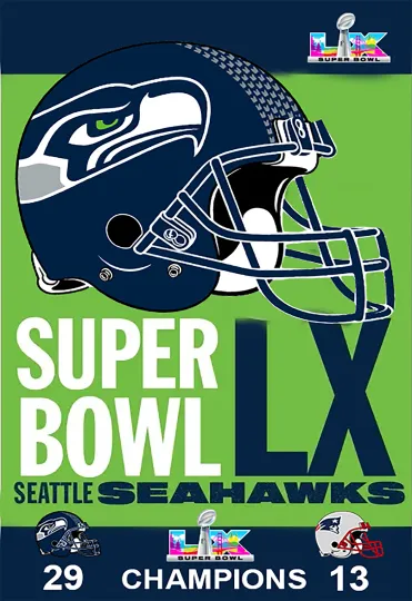 Discover Seattle Seahawks Super Bowl LX Champions Poster Seahawk Super Bowl LX