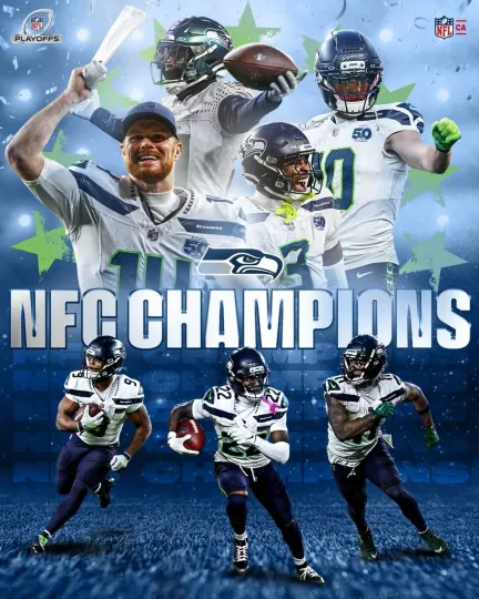 Discover Seattle Seahawks 2025 football NFC Champions Poster