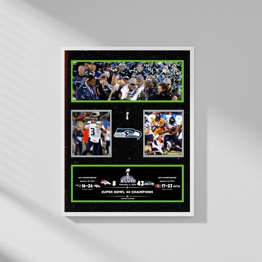 Super Bowl XLVIII Champions - 2013 Seattle Seahawks football Championship Poster