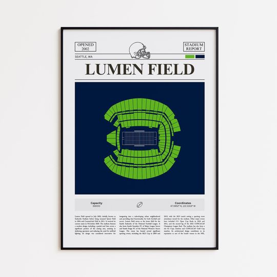 Discover Lumen Field Print, Seattle Seahawks Stadium Poster, American Football Print, Sports Poster Print, Minimalist American Football Wall Art