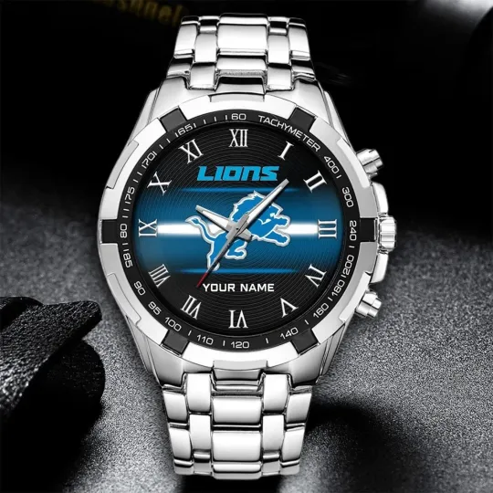 Discover Personalized Detroit Football Lionss Team Alloy Men Quartz Watch Gift For Him