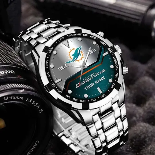Discover Personalized Miami Football Dolphinss Team Alloy Men Quartz Watch Gift For Him