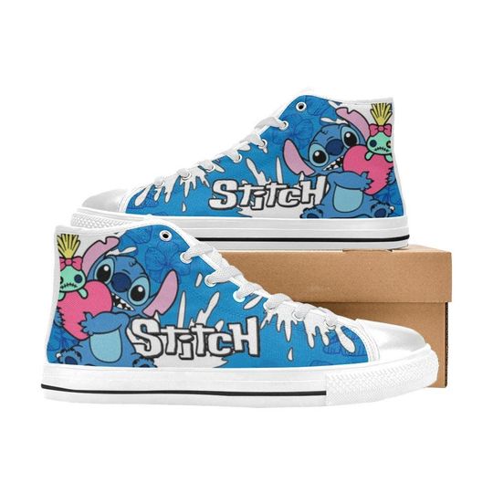 Discover Stitch High Top Shoes Custom Canvas Sneakers Unisex for Kids or Adults