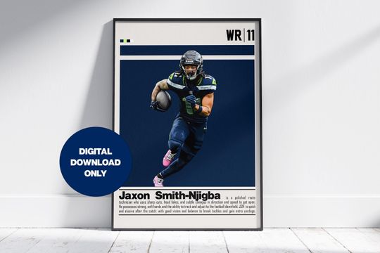 Discover Jaxon Smith-Njigba Digital Poster for Sports Fan Wall Art for Football Fans Modern Sports Decor for Bedroom & Office Digital Wall Art