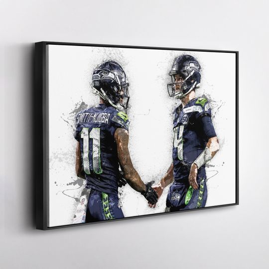 Discover Jaxon Smith-Njigba & Sam Darnold Canvas Print  Seattle Seahawks Wall Art, football Football Decor for Home, Man Cave, Framed Poster