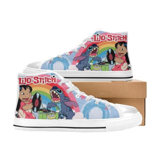 Discover Lilo & Stitch High Top Shoes Custom Canvas Sneakers Unisex for Kids or Adults