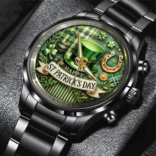 Discover Happy St. Patrick’s Day Black Stainless Steel Watch