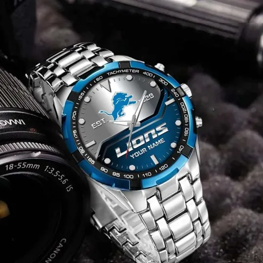 Discover Personalized Detroit Football Lionss Team Alloy Men Quartz Watch Gift For Him