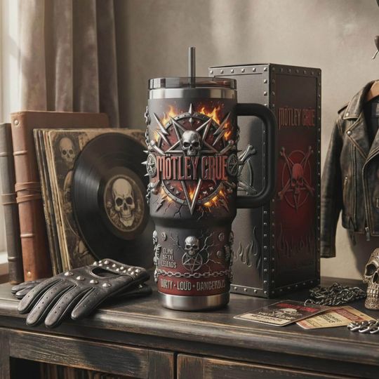 Discover Hard Rock Fire Skull Insulated Cup 40oz Mug with Handle Band Music Fan Gift