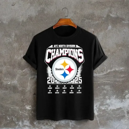 Discover Pittsburgh Steeler 2025 AFC North Division Champions T-Shirt