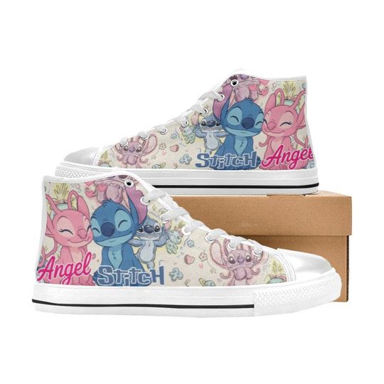 Stitch and Angel High Top Shoes Sneakers for Men and Women