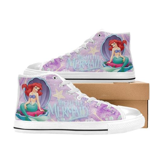 Little Mermaid High Top Shoes Sneakers for Men and Women