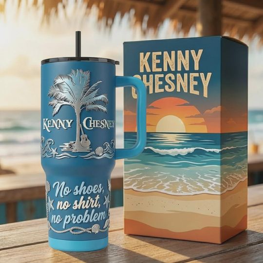 Discover Island Life Blue Insulated Cup 40oz Tumbler with Handle Beach Music Fan Gift