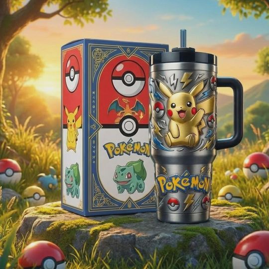 Discover Electric Yellow Mouse Insulated Cup 40oz Travel Mug Anime Fan Character Gift Cute