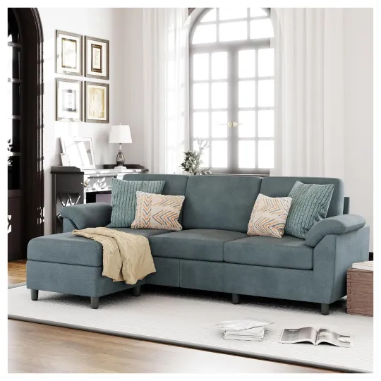 Discover Vongrasig 79" Convertible Sectional Sofa Couch, L Shaped, Gray(For Parts)