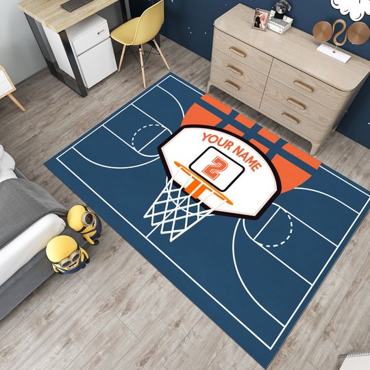 Discover Personalized Basketball Court Rug, Kids Room Sport Rug