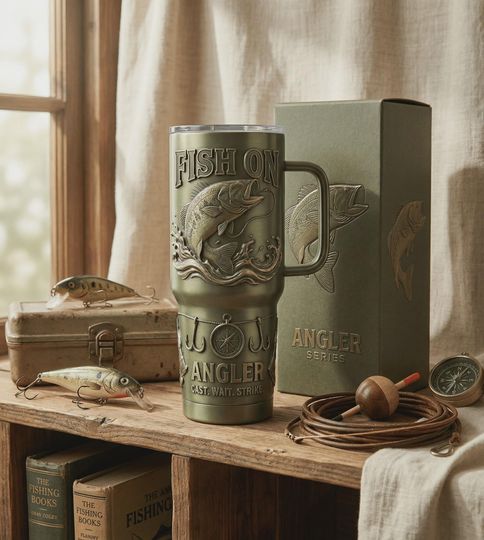 Discover Fishing Bass 3D Insulated Cup 40oz Travel Mug Fisherman Gift