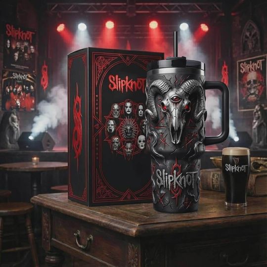 Discover Gothic Skull Mask Insulated Cup 40oz Travel Mug Heavy Metal Fan