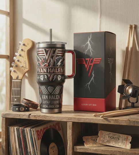 Discover Guitar Legend Rock Insulated Cup 40oz Travel Mug Music Lover Gift