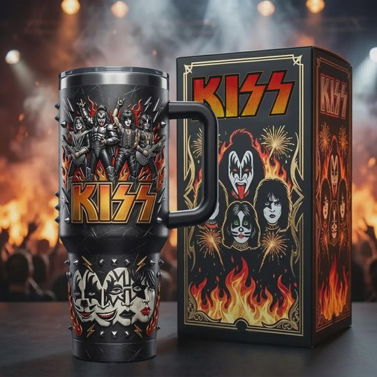 Discover Glam Rock Face Insulated Cup 40oz Travel Mug Classic Band Fan
