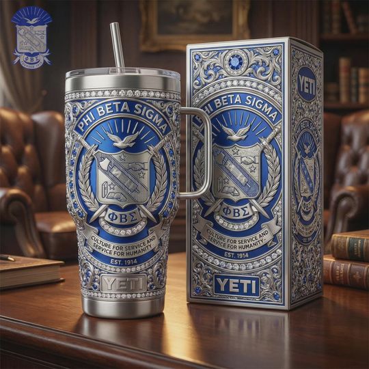 Royal Blue Silver Insulated Cup 40oz Travel Mug Fraternity Brother Gift