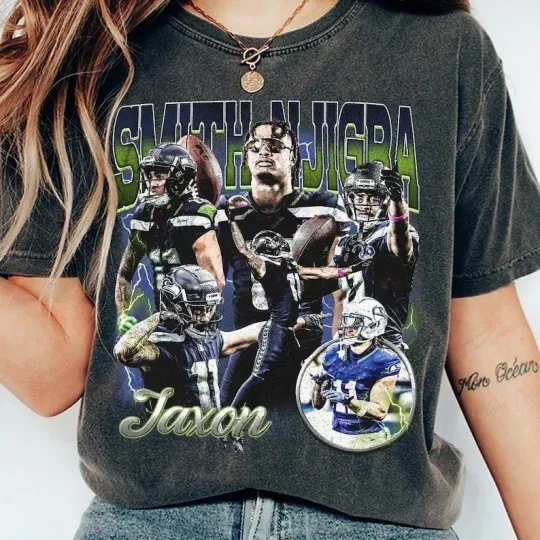 Discover Jaxon Smith Njigba Vintage Bootleg 90s T-Shirt, Football Shirt, Gift