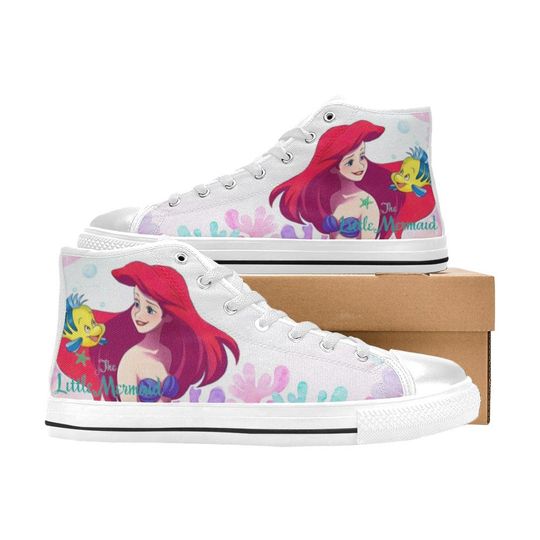 Little Mermaid High Top Shoes Sneakers for Men and Women