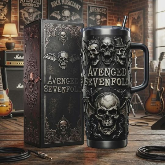 Discover Gothic Bat Skull Insulated Cup 40oz Travel Mug Metal Band Fan
