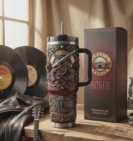 Discover Hard Rock Rose Insulated Cup 40oz Travel Mug Music Fan Gift