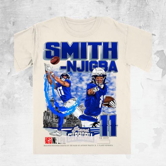 Discover Jaxon Smith-Njigba Cartoon Tee Retro Bootleg Football Graphic Shirt For Adult and Youth