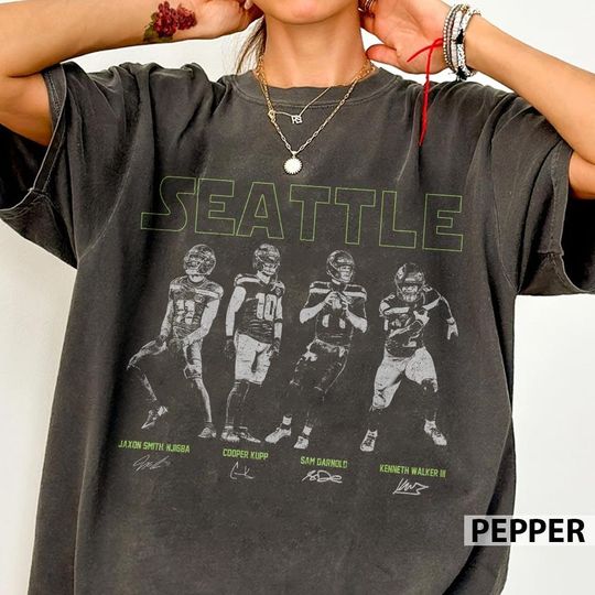Discover Seattle Football Vintage Shirt, Sam Darnold Jaxon Smith-Njigba Shirt