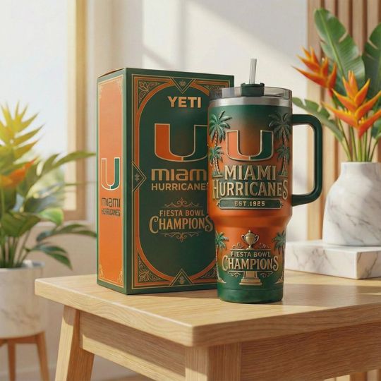 Discover Orange Green 40oz Mug with Handle Tropical Sports Fan Travel Mug