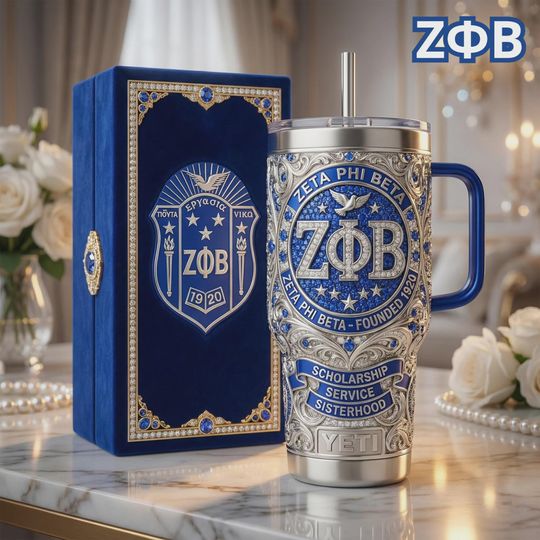 Royal Blue Silver Insulated Cup 40oz Travel Mug for Sorority Sisters