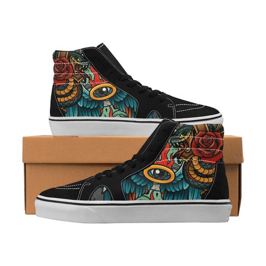 Discover Skull & Rose High Top Shoes Sneakers for Men and Women