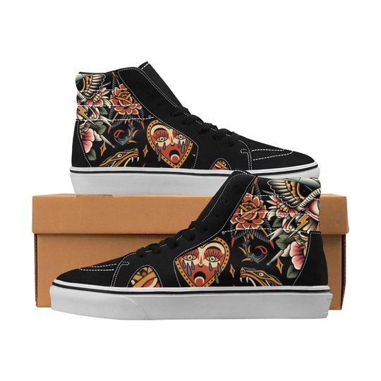 Discover Old School Tattoo High Top Shoes Sneakers for Men and Women