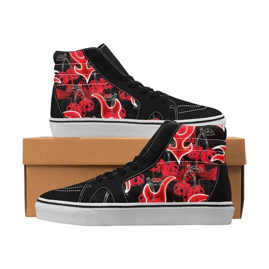 Discover Cherry Skull High Top Shoes Sneakers for Men and Women