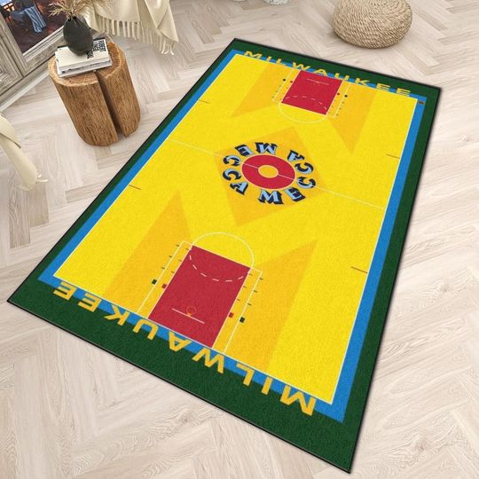 Discover Milwaukee Bucks Basketball Court Room Rug