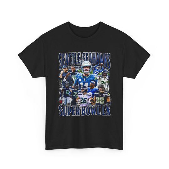 Discover Seattle Football Super Bowl LX Tee | Football Team Collage