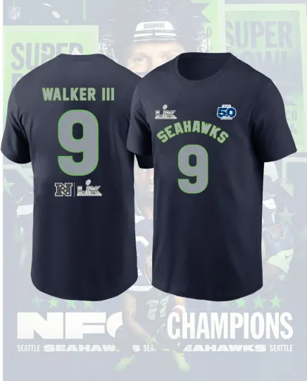 Discover Kenneth Walker III Seattle Seahawks NFC Champions Double Sided T-Shirt