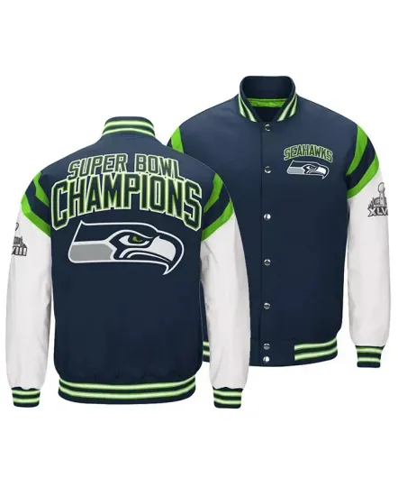 Discover football Men's Seattle Seahawks Super Bowl Champion Cotton Varsity Jacket