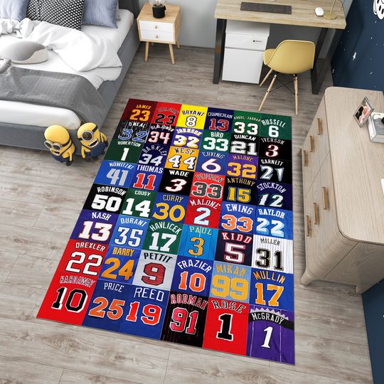 Discover Basketball Jersey Numbers Rug, Sport Fan Gift