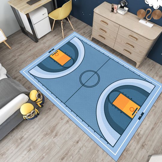 Discover Basketball Court Rug, Kids Room Sport Rug, Custom Area Rug