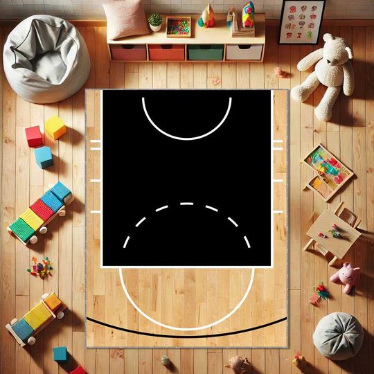 Discover Basketball Court Area Rug, Personalized Kids Game Room Carpet, NBA Style