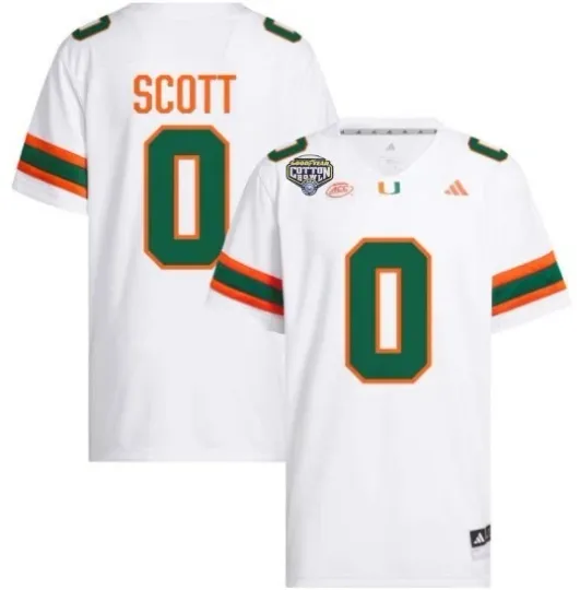 Discover Miami Keionte Scott 2026 Cotton Bowl Jersey White All STITCHED