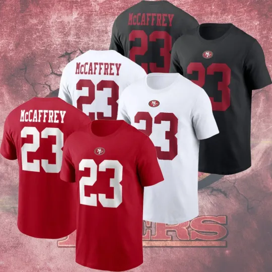 Discover Christian McCaffrey #23 San Francisco Football Double Sided T-Shirt Gift