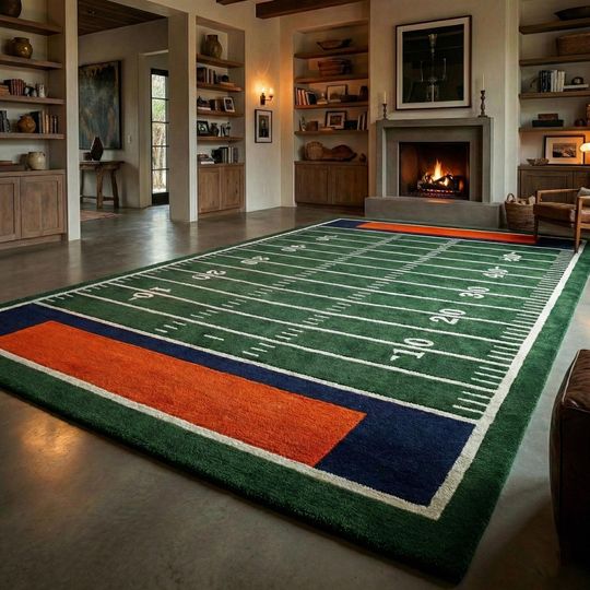 Discover Football Field Area Rug for Game Room Decor