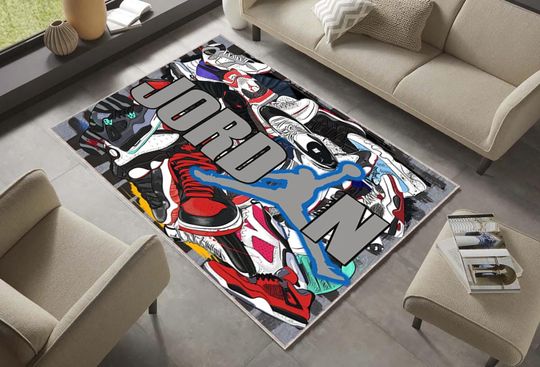 Discover Sneakers Area Rug: Basketball, Jumpingman, Jordan Design