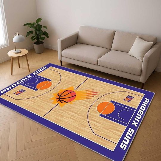 Discover Basketball Court Area Rug, Kids Play Rug, Indoor Game Room Carpet, Boys Rug, NBA Style Basketball Field Carpet, Sports Rug, Mancave Gift Mat